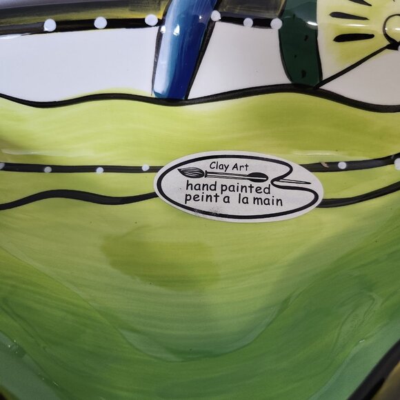 Set of 3 Clay Art Hand-Painted Margarita Glass Shaped Dipping‎ Salsa Bowls Party - Picture 6 of 10